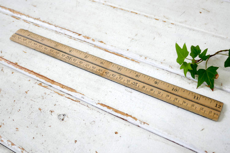 インチ&センチ標示 MADE IN USA 木製　ヴィンテージ　定規 ルーラー文房具 DIY オフィス ステーショナリー