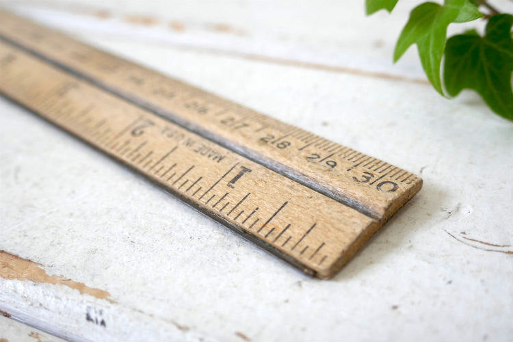 インチ&センチ標示 MADE IN USA 木製　ヴィンテージ　定規 ルーラー文房具 DIY オフィス ステーショナリー