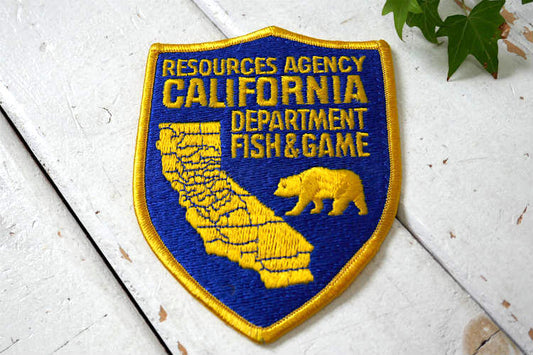 カリフォルニア CALIFORNIA DEPARTMENT 政府機関 FISH&GAME ビンテージ 刺繍 ワッペン デッドストック US ファッション