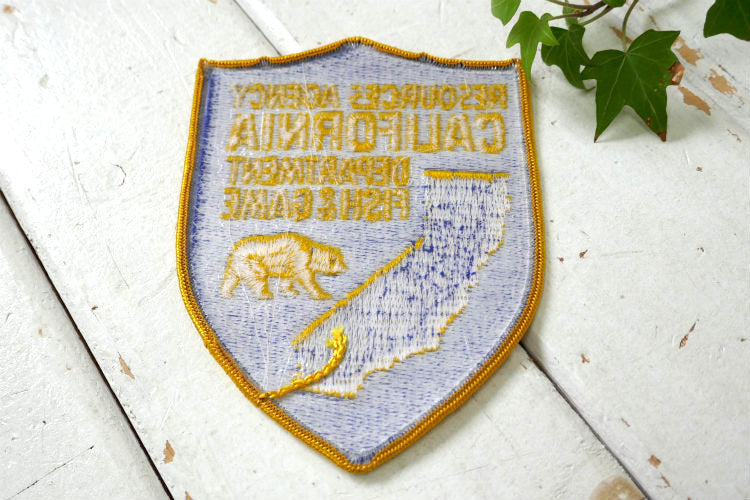カリフォルニア CALIFORNIA DEPARTMENT 政府機関 FISH&GAME ビンテージ 刺繍 ワッペン デッドストック US ファッション