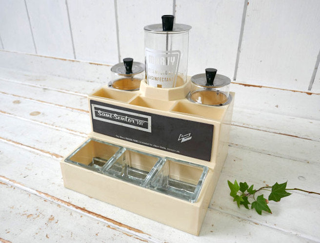 William Marvy company Sani Sentor 101 ガラス瓶 消毒容器 理髪店 BARBER ヴィンテージ サニタイザー 収納トレイ USA 店舗什器