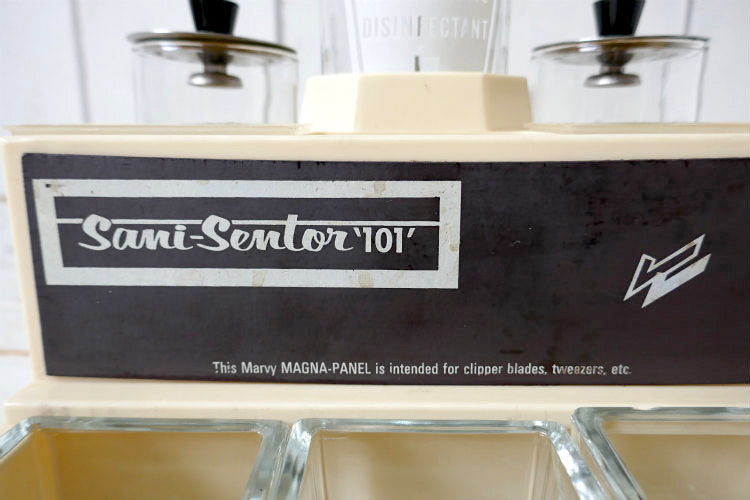 William Marvy company Sani Sentor 101 ガラス瓶 消毒容器 理髪店 BARBER ヴィンテージ サニタイザー 収納トレイ USA 店舗什器