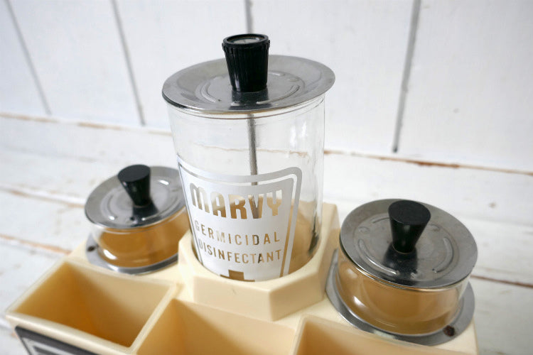 William Marvy company Sani Sentor 101 ガラス瓶 消毒容器 理髪店 BARBER ヴィンテージ サニタイザー 収納トレイ USA 店舗什器