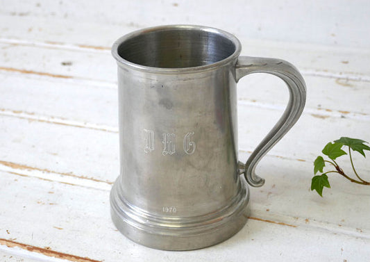 DMG 1970 ピューター製 ヴィンテージ マグカップ ビアマグ ビアジョッキ 食器 フラワーポット 花瓶