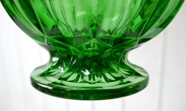 アンカーホッキング 70's フェアフィールド ミッドセンチュリー グリーン プレスガラス フッテッド ヴィンテージ キャンディディッシュ ボウル 食器 USA