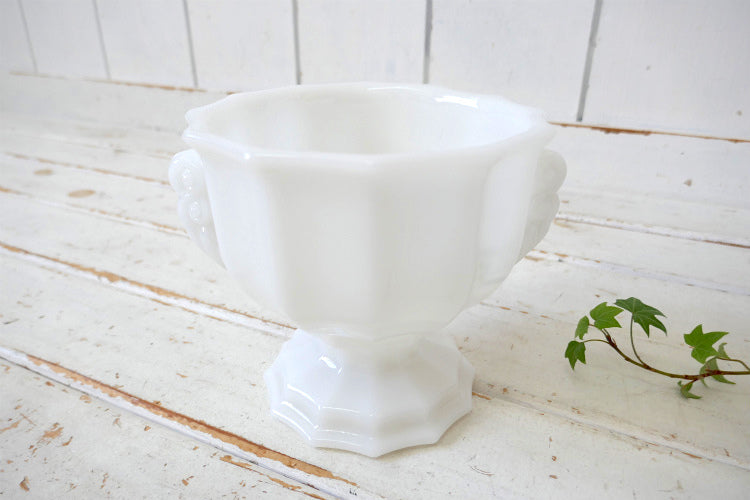 E.O. Brody Co ミルクガラス製 足付き 60's ヴィンテージ フルーツボウル キャンディボウル フラワーベース 花瓶 USA