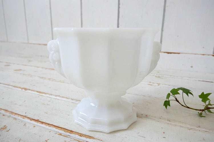 E.O. Brody Co ミルクガラス製 足付き 60's ヴィンテージ フルーツボウル キャンディボウル フラワーベース 花瓶 USA