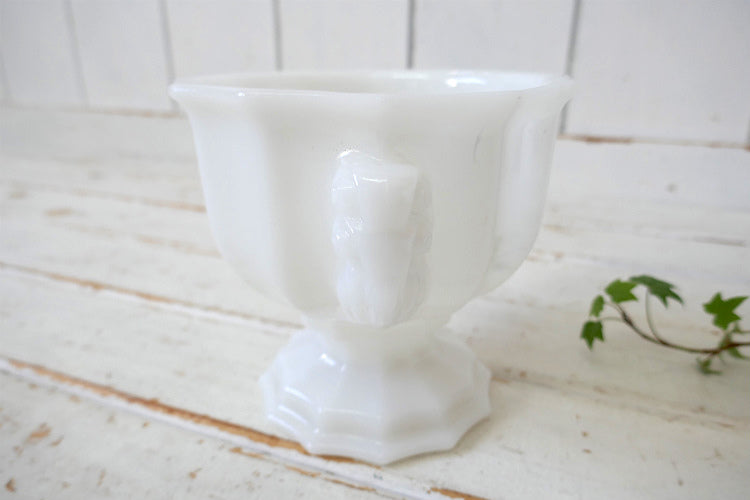 E.O. Brody Co ミルクガラス製 足付き 60's ヴィンテージ フルーツボウル キャンディボウル フラワーベース 花瓶 USA