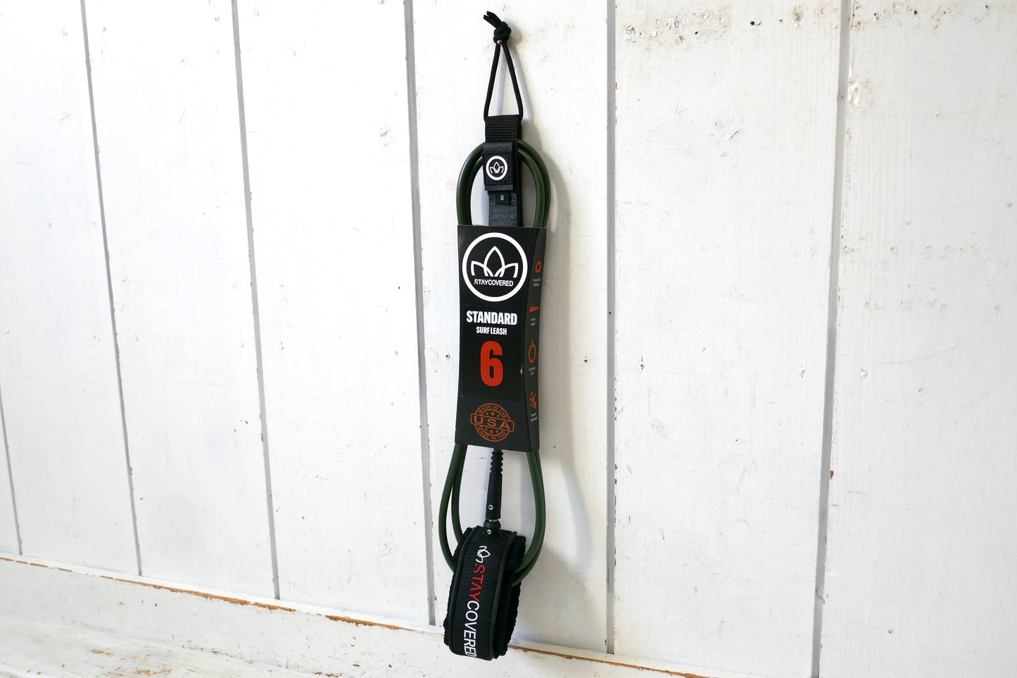 6' STANDARD マットオリーブ STAY COVERED ステイカバード USA カリフォルニア  サーフィン リーシュコード USA