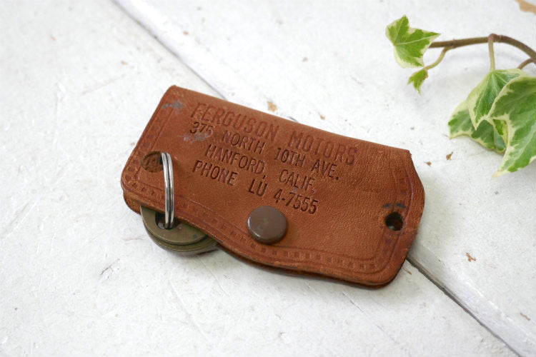 Ferguson Motors カリフォルニア 自動車販売店 革 レザー製 ヴィンテージ キーケース 鍵2本付き USA