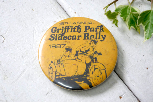 16TH ANNUAL Griffith Park Sidecar Rally 1987年 グリフィスパーク サイドカー バイク ラリー ヴィンテージ 缶バッジ USA