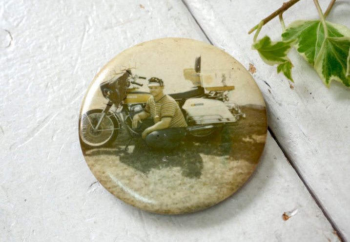 HONDA ホンダ バイク CB750 モーターサイクル バイカー ピクチャープリント ヴィンテージ 缶バッジ USA