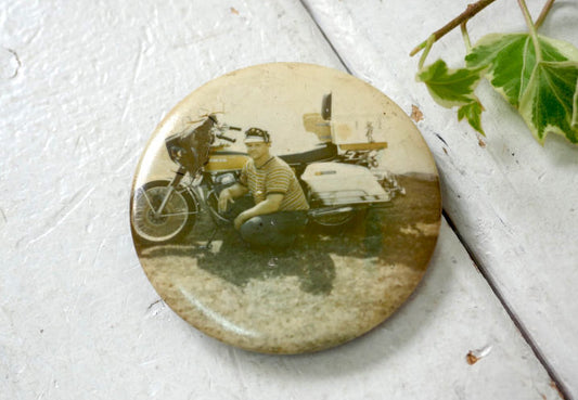 HONDA ホンダ バイク CB750 モーターサイクル バイカー ピクチャープリント ヴィンテージ 缶バッジ USA