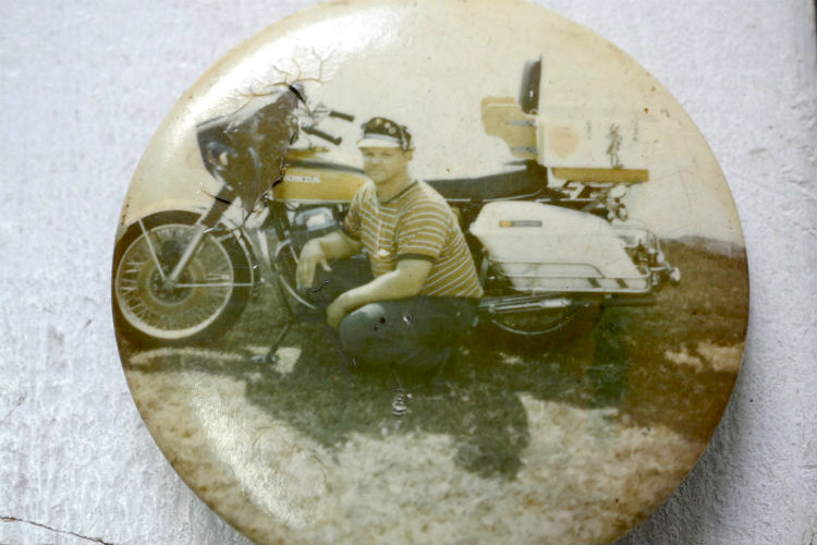 HONDA ホンダ バイク CB750 モーターサイクル バイカー ピクチャープリント ヴィンテージ 缶バッジ USA