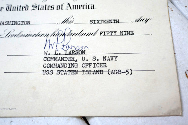 UNITED STATES OF AMERICA DEPARTMENT OF THE NAVY 1959年 二等無線士 米軍放出品 任命 辞令書 ミリタリー 海軍 USA