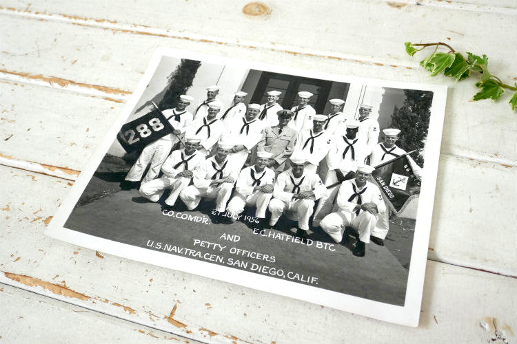 アメリカ軍 海軍 NAVY 288 ミリタリーフォト 1956  U.S.N サンディエゴ カリフォルニア  集合写真 軍艦 USN ヴィンテージ・ミリタリー米軍実物 放出品