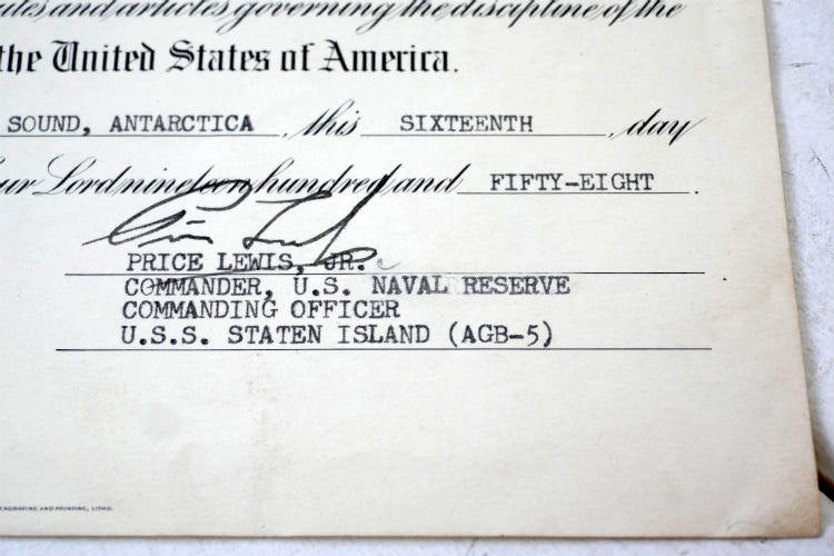 UNITED STATES OF AMERICA DEPARTMENT OF THE NAVY 1958 ヴィンテージ 三等無線士 米軍放出品任命 辞令書 ミリタリー 海軍 USA 印刷物