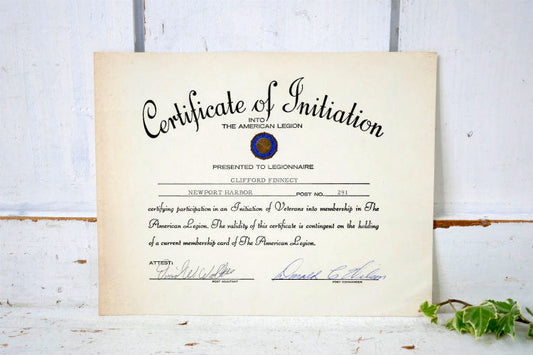 US THE AMERICAN LEGION アメリカ軍 米軍実物 ヴィンテージ ミリタリー 印刷物 書類 感謝状 米軍放出品 直筆サイン