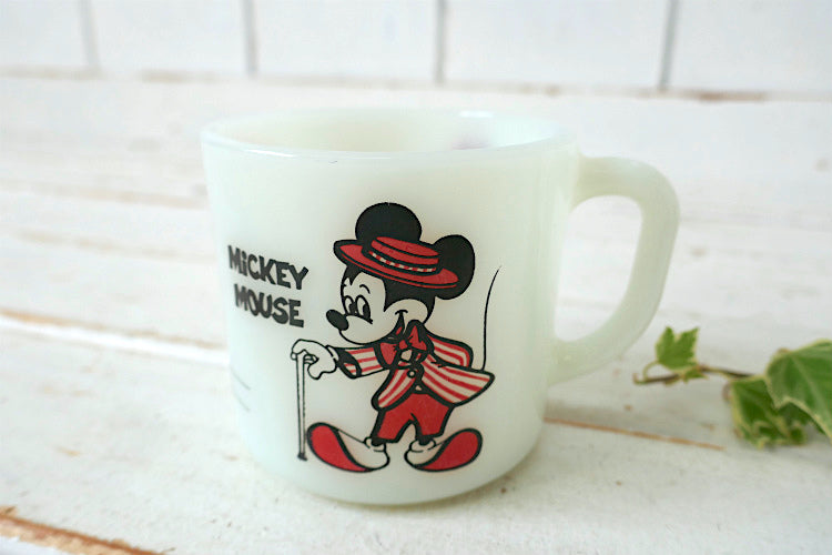 ディズニー ミッキーマウス ミニーマウス パラソル ミルクガラス 70's ヴィンテージ マグカップ 食器 USA