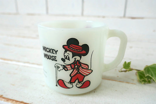 ディズニー ミッキーマウス ミニーマウス パラソル ミルクガラス 70's ヴィンテージ マグカップ 食器 USA