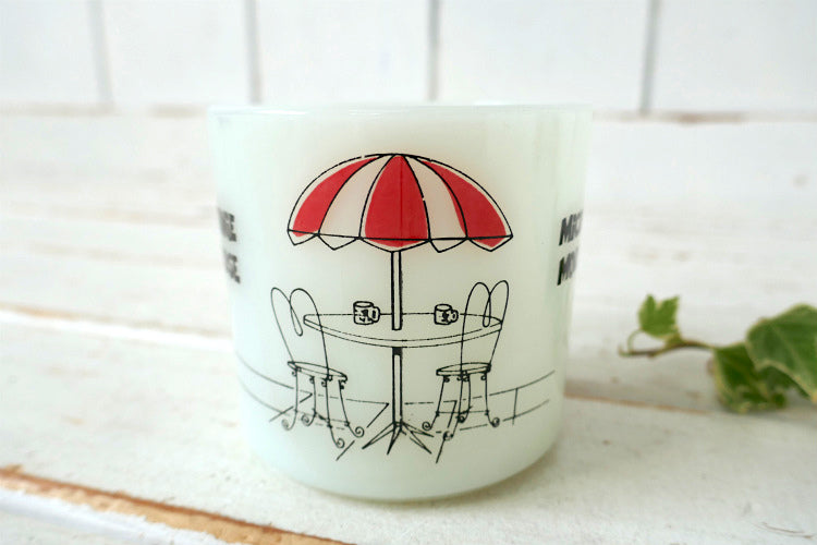 ディズニー ミッキーマウス ミニーマウス パラソル ミルクガラス 70's ヴィンテージ マグカップ 食器 USA