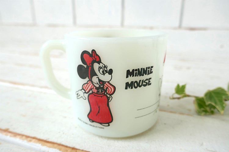 ディズニー ミッキーマウス ミニーマウス パラソル ミルクガラス 70's ヴィンテージ マグカップ 食器 USA