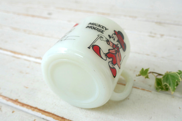 ディズニー ミッキーマウス ミニーマウス パラソル ミルクガラス 70's ヴィンテージ マグカップ 食器 USA