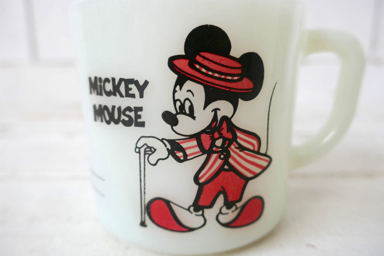 ディズニー ミッキーマウス ミニーマウス パラソル ミルクガラス 70's ヴィンテージ マグカップ 食器 USA