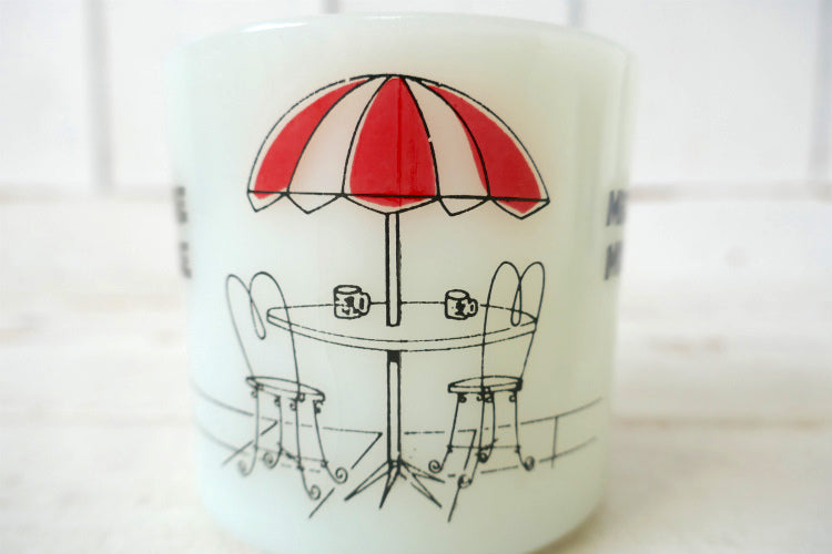 ディズニー ミッキーマウス ミニーマウス パラソル ミルクガラス 70's ヴィンテージ マグカップ 食器 USA