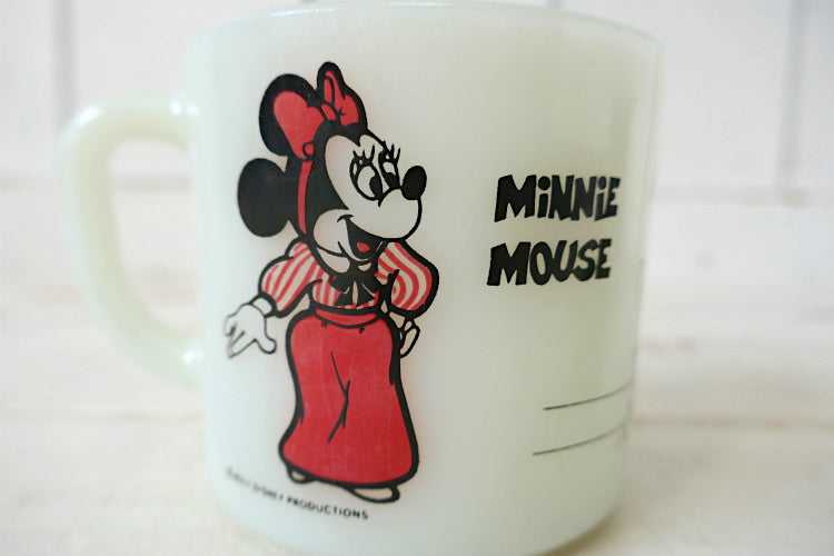ディズニー ミッキーマウス ミニーマウス パラソル ミルクガラス 70's ヴィンテージ マグカップ 食器 USA