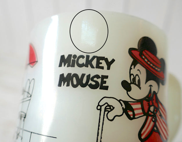 ディズニー ミッキーマウス ミニーマウス パラソル ミルクガラス 70's ヴィンテージ マグカップ 食器 USA