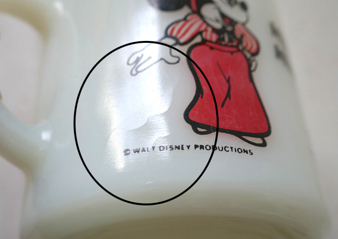 ディズニー ミッキーマウス ミニーマウス パラソル ミルクガラス 70's ヴィンテージ マグカップ 食器 USA