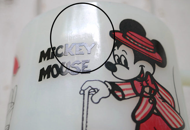 ディズニー ミッキーマウス ミニーマウス パラソル ミルクガラス 70's ヴィンテージ マグカップ 食器 USA