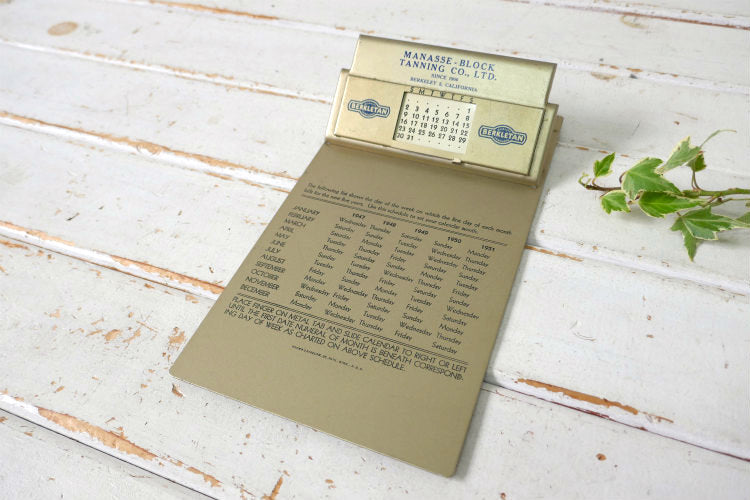 MANASSE BLOCK TANNING CO カリフォルニア カレンダー付き アドバタイジング ヴィンテージ バインダー クリップボード USA