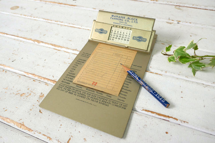 MANASSE BLOCK TANNING CO カリフォルニア カレンダー付き アドバタイジング ヴィンテージ バインダー クリップボード USA