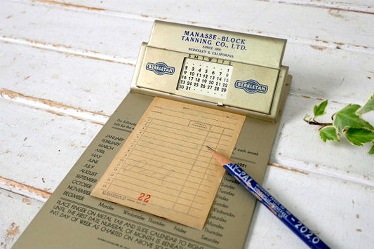 MANASSE BLOCK TANNING CO カリフォルニア カレンダー付き アドバタイジング ヴィンテージ バインダー クリップボード USA