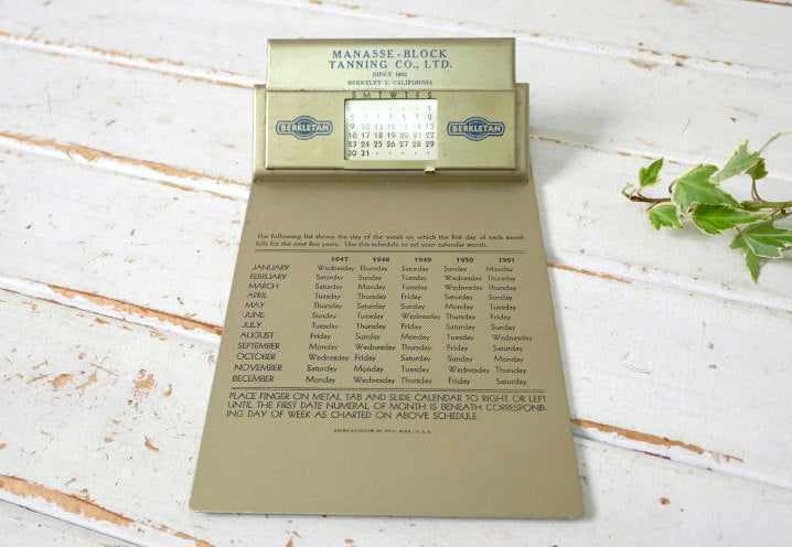 MANASSE BLOCK TANNING CO カリフォルニア カレンダー付き アドバタイジング ヴィンテージ バインダー クリップボード USA