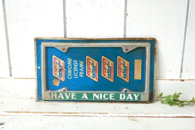 Auto Products クロム製 HAVE A NICE DAY デッドストック ヴィンテージ ナンバーフレーム カーライセンスフレーム アメ車 USA