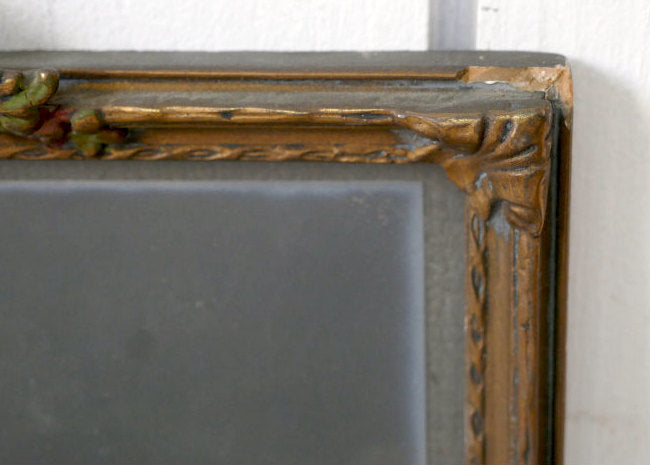 フラワー装飾 モノクロ 写真入り ゴールドトーン 木製 手彫りアンティーク フォトフレーム 額縁 ピクチャーフレーム 額装 ノスタルジック USA