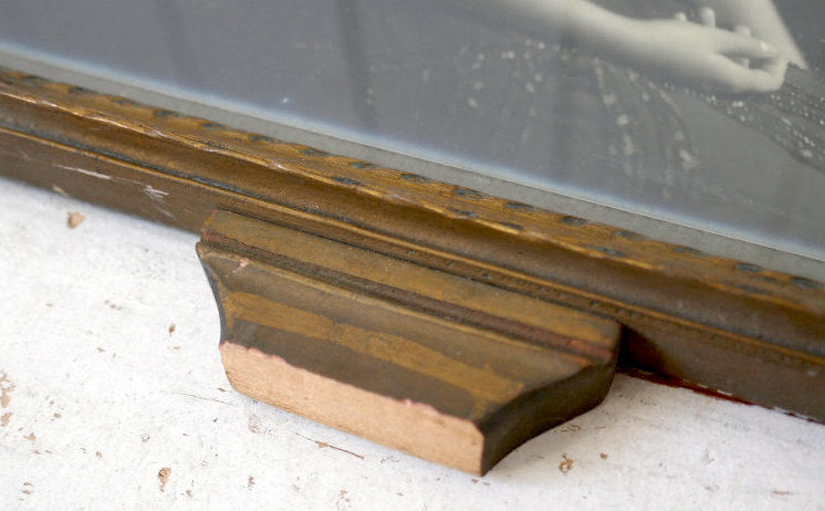 フラワー装飾 モノクロ 写真入り ゴールドトーン 木製 手彫りアンティーク フォトフレーム 額縁 ピクチャーフレーム 額装 ノスタルジック USA