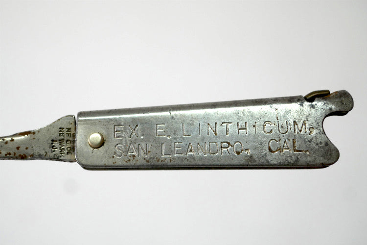 EX E LINTHICUM  SAN LEANDRO CAL サンレアンドロ カリフォルニア ノベルティ 販促品 ヴィンテージ ボタンフック USA ブーツフック