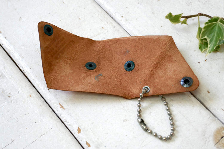 USA カリフォルニア FRESNO 革製 1940's~50's デッドストック ビンテージ アドバタイジング レザー コインケース キーホルダー