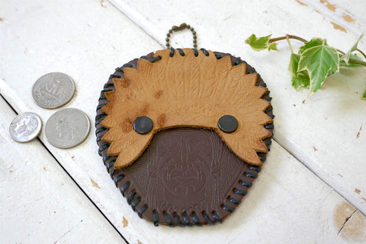 インディアン ネイティブアメリカン 型押し 革 レザー製 ヴィンテージ コインケース ウォレット 財布 USA