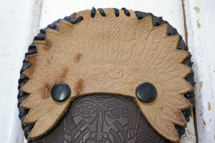 インディアン ネイティブアメリカン 型押し 革 レザー製 ヴィンテージ コインケース ウォレット 財布 USA