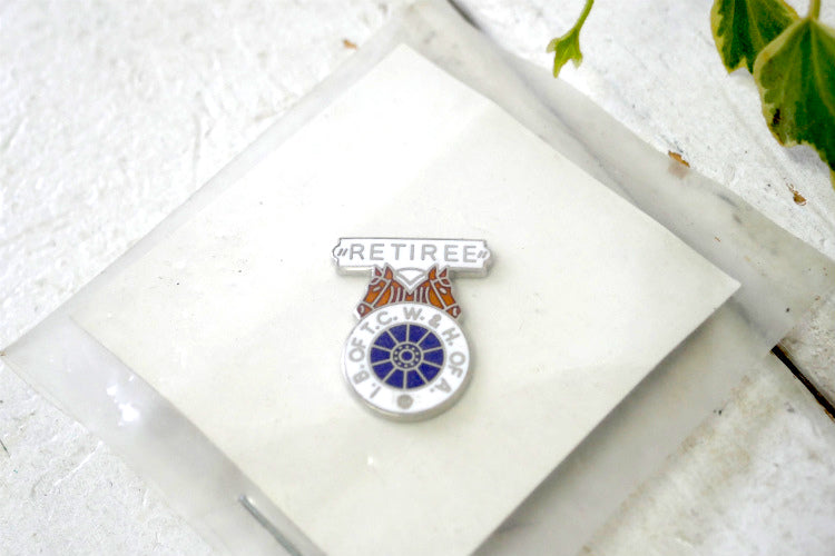 RETIREE 馬 I.B.OF T.C. W.&H.OF A.  チームスターズ 労働者組合 ピンズ USA ピンバッジ デッドストック