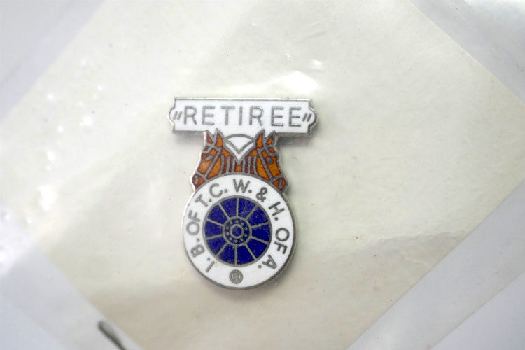 RETIREE 馬 I.B.OF T.C. W.&H.OF A.  チームスターズ 労働者組合 ピンズ USA ピンバッジ デッドストック