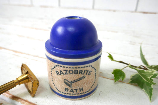 RAZOBRITE BATH セラミックBARBER SHOP 1930~1940s ヴィンテージ カミソリ 髭 容器 バーバーショップ  床屋 理髪店