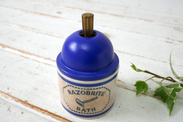 RAZOBRITE BATH セラミックBARBER SHOP 1930~1940s ヴィンテージ カミソリ 髭 容器 バーバーショップ  床屋 理髪店