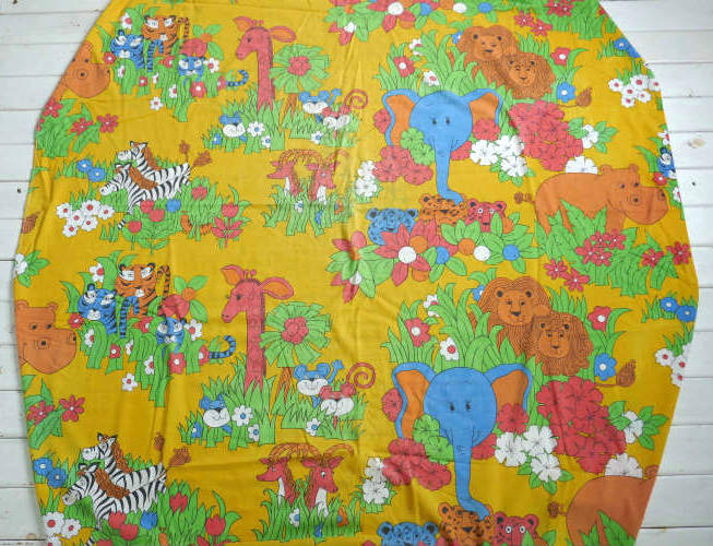 CANNON社 動物 アニマル ジャングル柄 70's ヴィンテージ ユーズドシーツ(ボックスタイプ) USA