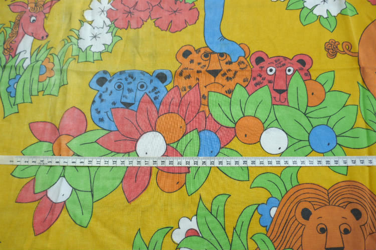 CANNON社 動物 アニマル ジャングル柄 70's ヴィンテージ ユーズドシーツ(ボックスタイプ) USA